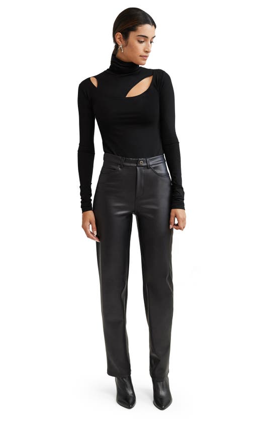 Marcella Dahlia Cutout Turtleneck Top In Black
