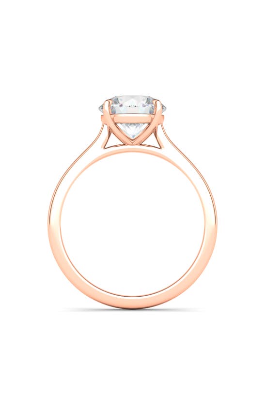 Hautecarat Round Lab Created Diamond 18k Gold Ring In 18k Rose Gold