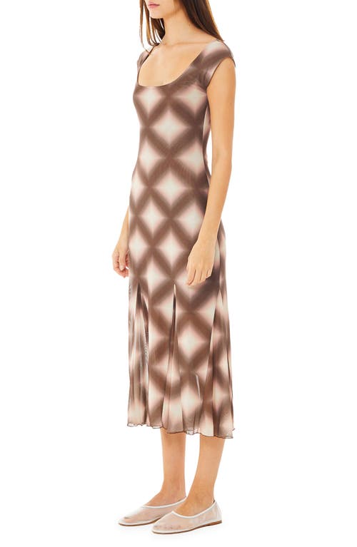 Shop Find Me Now Bitna Mesh Cap Sleeve Midi Godet Dress In Clay