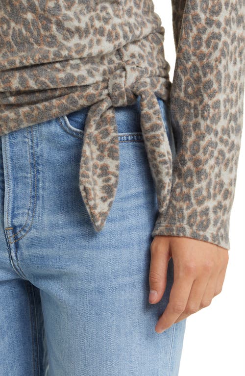 Loveappella Faux Tie Wrap Top In Gray/charcoal