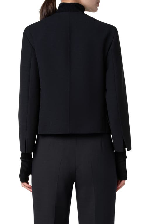 Shop Akris Winter Double Face Wool Short Jacket In Black