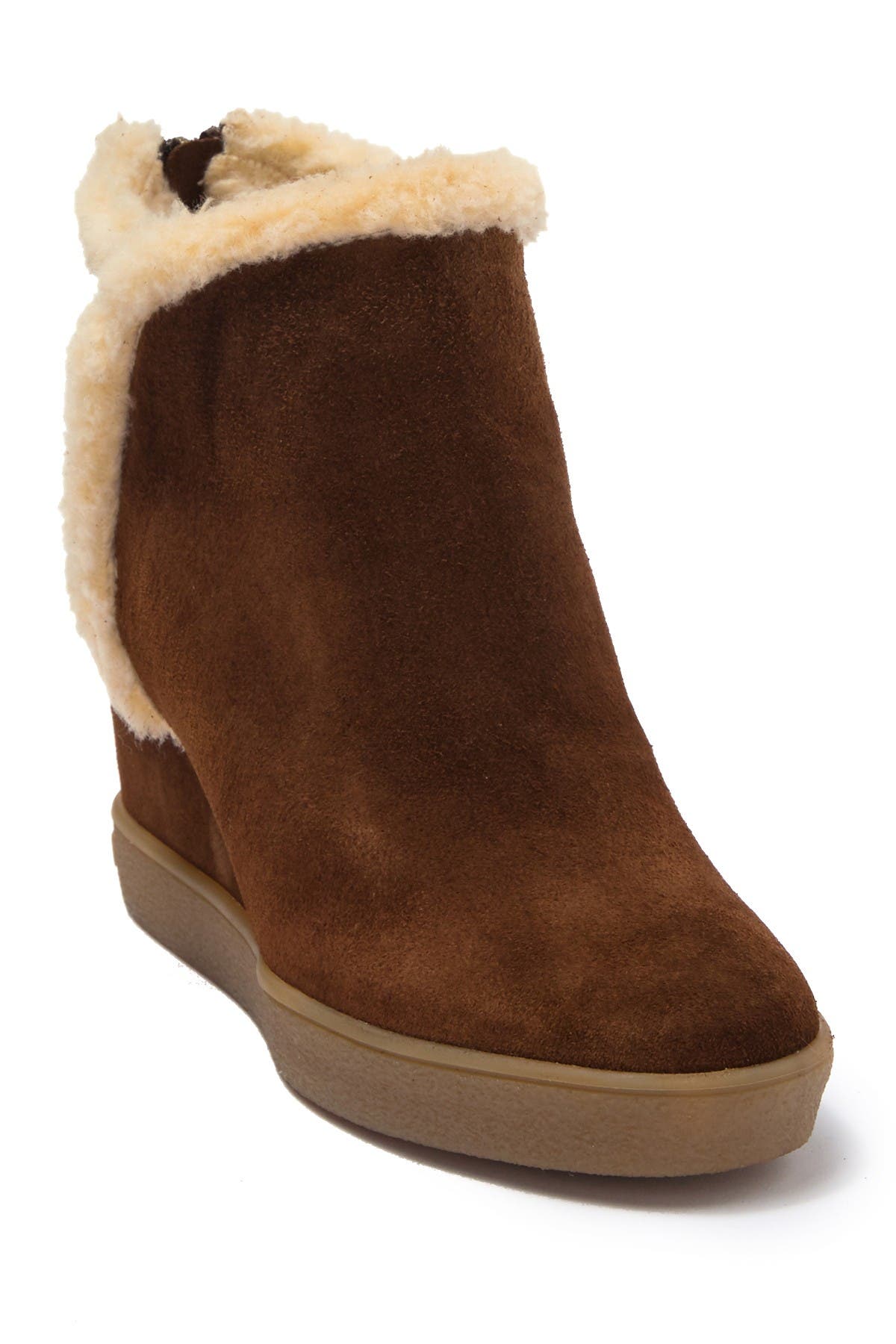 wedge booties with fur