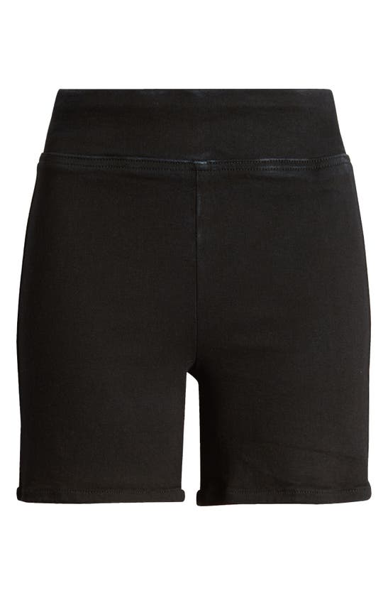 Frame Jet Set Pull-on Denim Shorts In Sheen Noir