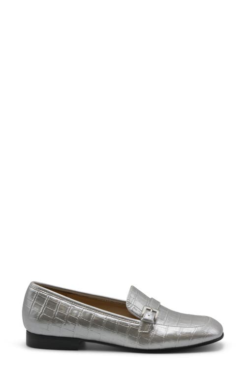 Charles By Charles David Casper Croc Embossed Loafer In Silver Croc