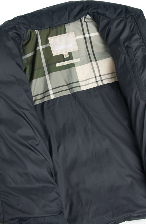 Barbour Germaine Quilted Puffer Jacket In Black/ancient Poplar Tartan