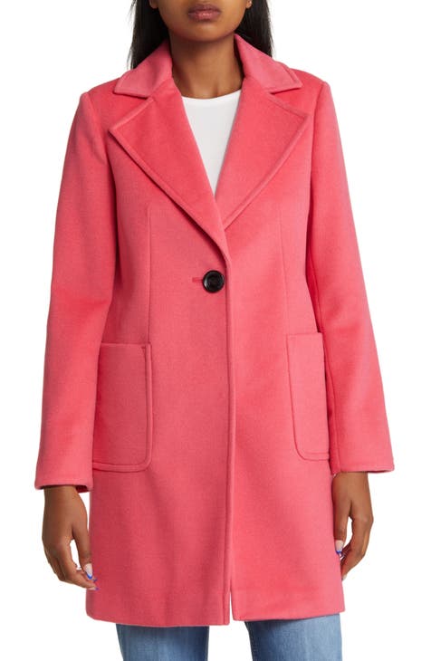 Womens Red Long Length Wool Coat