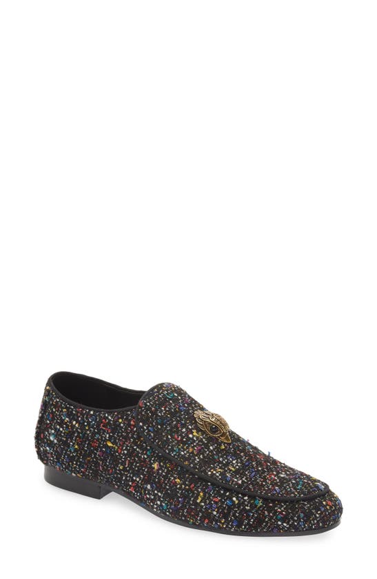 Kurt Geiger Hugh Eagle Herringbone Loafer In Charcoal
