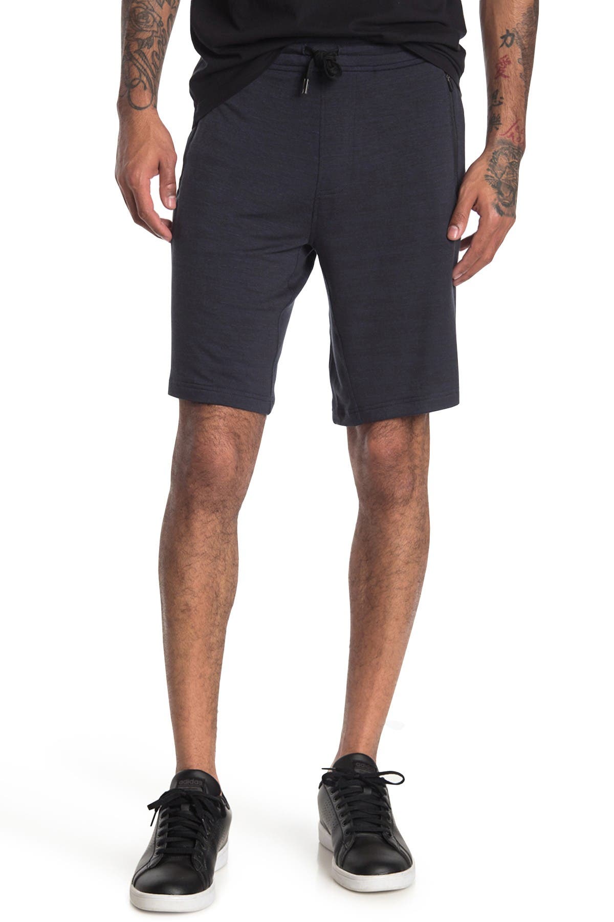 black zip pocket shorts