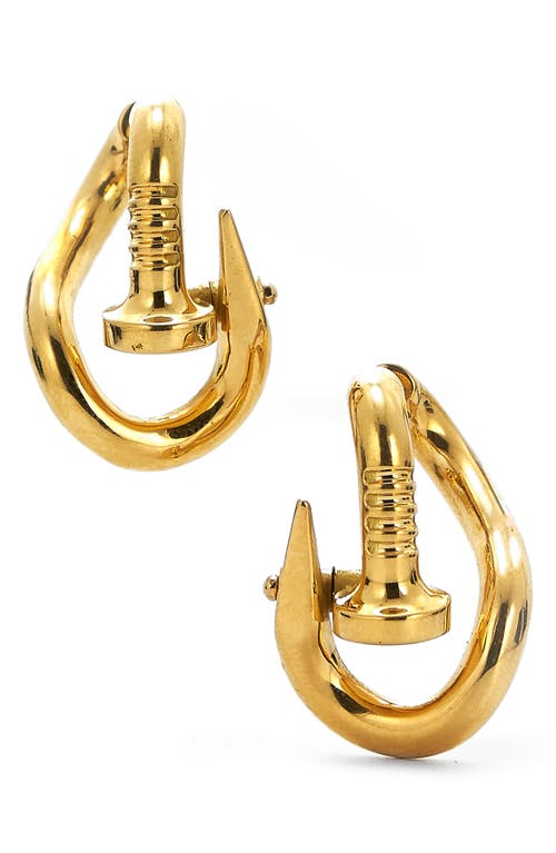 David Webb Bent Nail Hoop Earrings in Yellow Gold