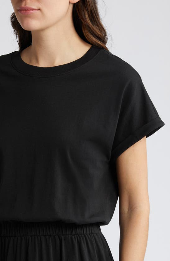 Shop Nation Ltd Garcelle Organic Cotton T-shirt Midi Dress In Jet Black