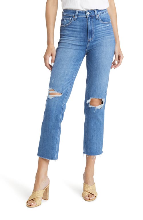 PAIGE Stella Ripped High Waist Straight Leg Crop Jeans in Ceylon Dest