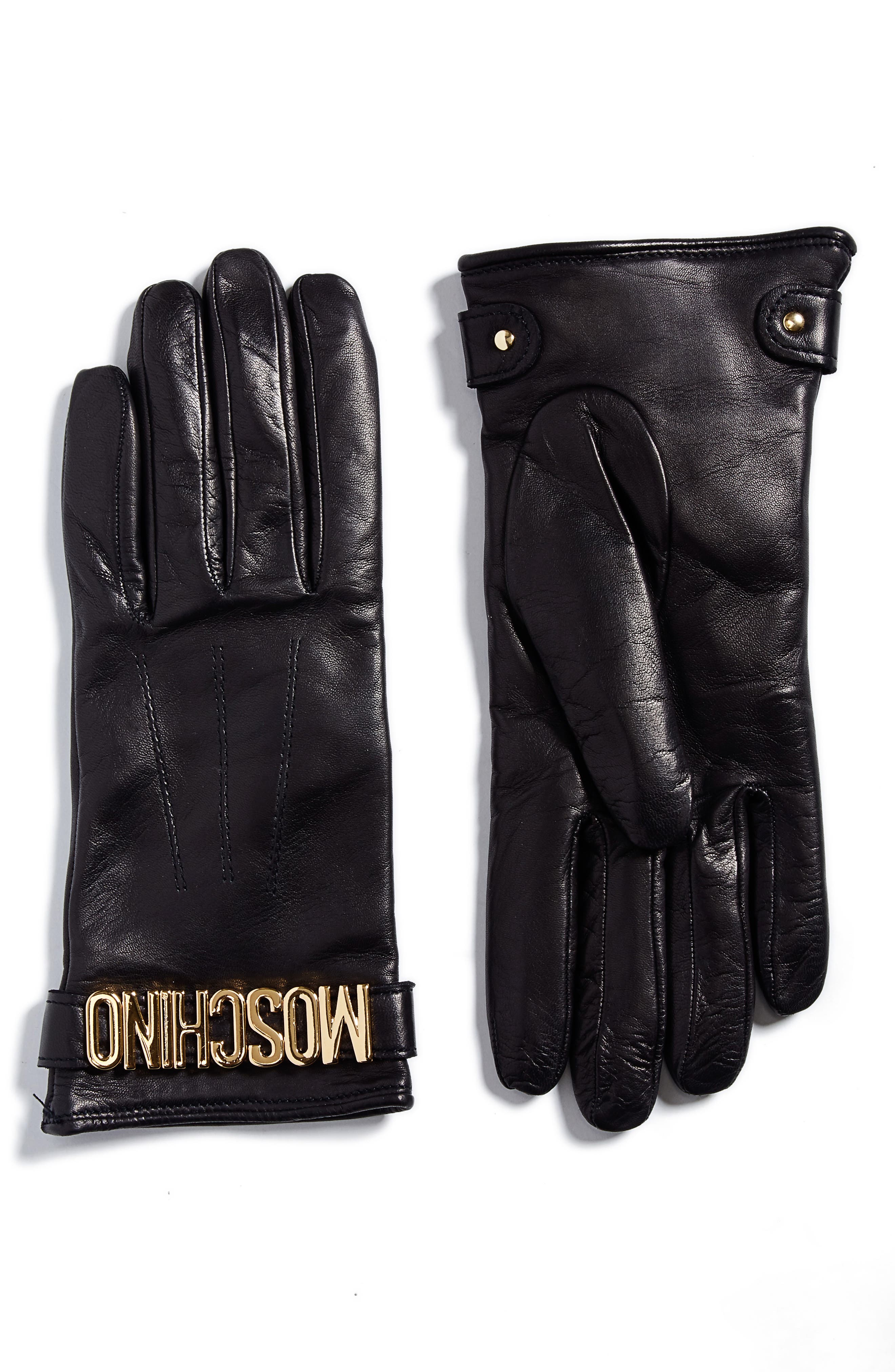 moschino leather gloves