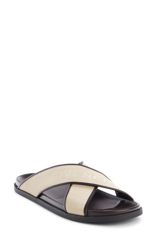 Shop Givenchy G Beach Logo Jacquard Cross Strap Slide In Beige