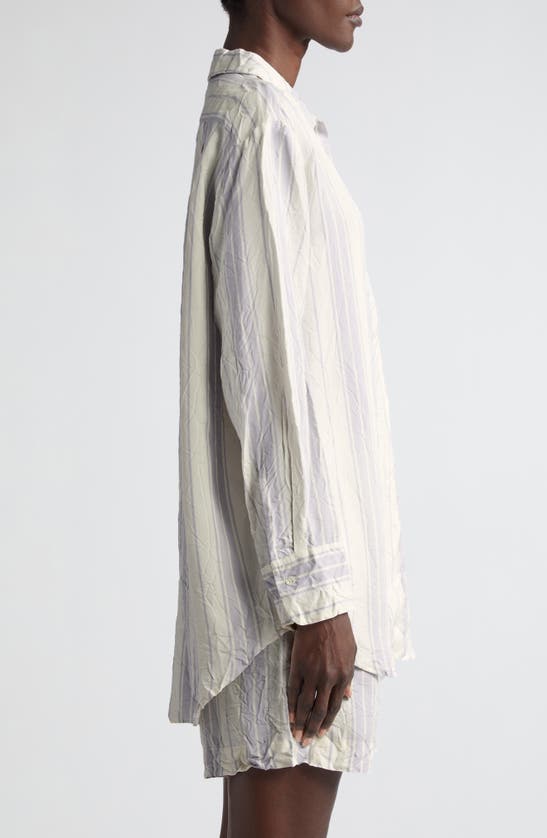 Shop Bite Studios Portico Stripe Rumpled Satin Button-up Shirt In Glicine