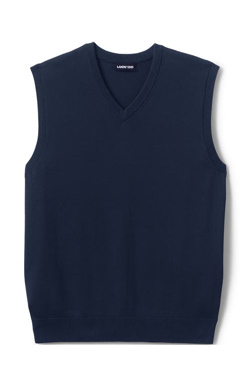 Shop Lands' End School Uniform  Cotton Modal Fine Gauge Sweater Vest In Classic Navy