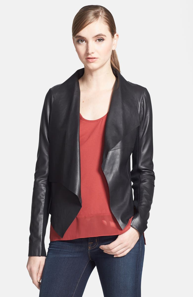 Trouvé Draped Lapel Leather Jacket | Nordstrom