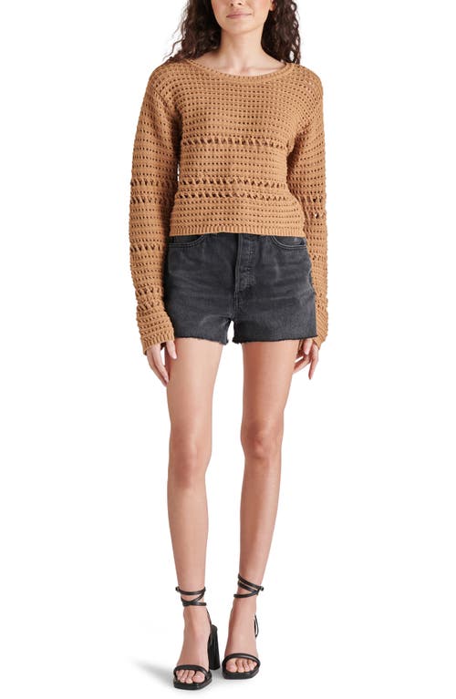 Shop Steve Madden Delicia Open Stitch Cotton Sweater In Toast