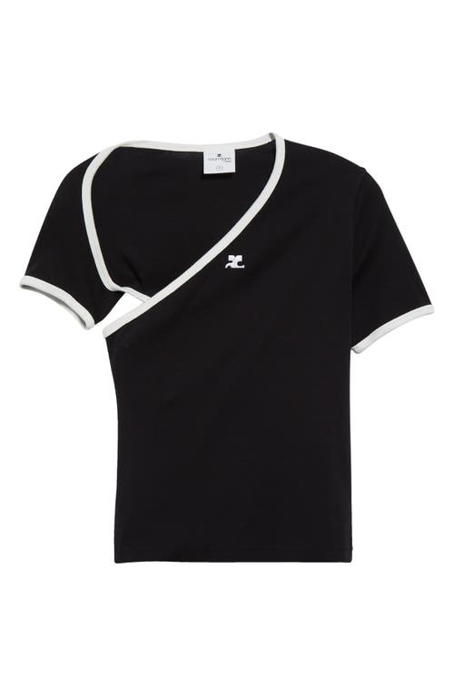 Shop Courrèges Slash Cutout Contrast T-shirt In Black/heritage White