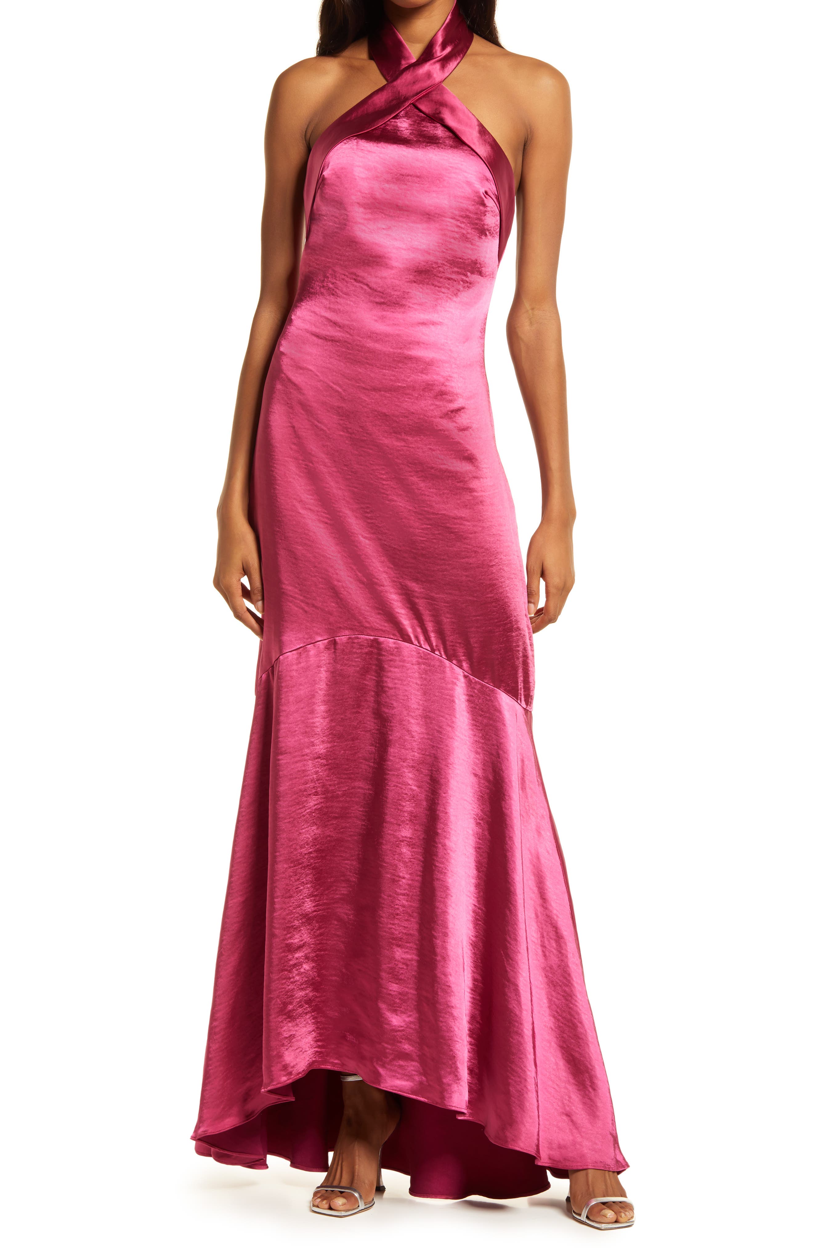 Elliatt Angie Satin Halter Gown | Nordstrom