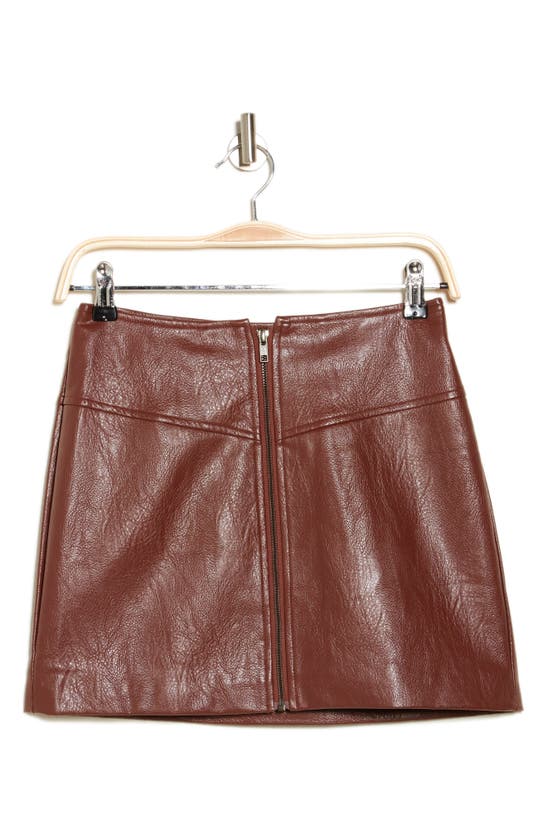 Astr Tracy High Waist Faux Leather Miniskirt In Brown