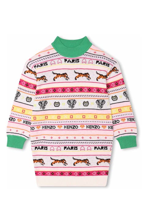 Kids' Jungle Games Mock Neck Sweater Dress (Little Kid)