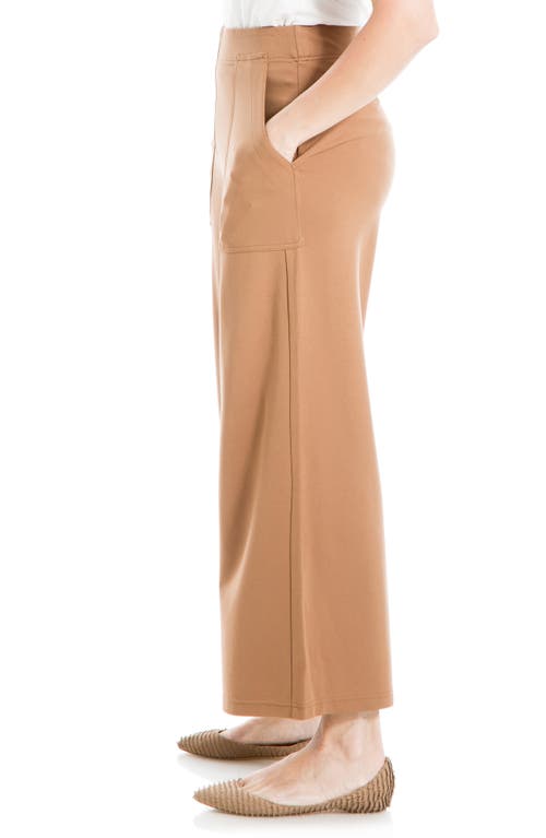 Max Studio Ponte Crop Wide Leg Pull-on Pants In Vicuna-vicuna
