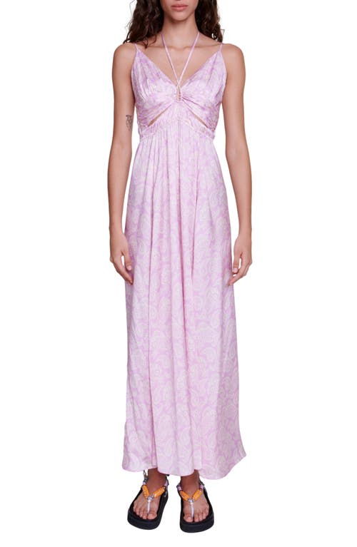 maje Razzey Halter Maxi Dress Pink Cashmere Print at Nordstrom,