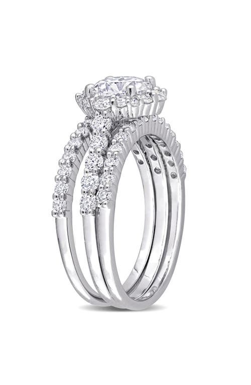Delmar Set Of 3 Lab-created Moissanite Rings In White/silver