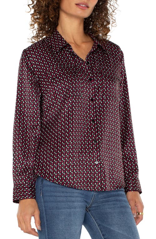 Shop Liverpool Satin Button-up Shirt In Star Ruby Dot