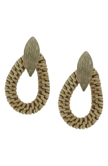 Olivia Welles Bonet Straw Drop Earrings In Gold