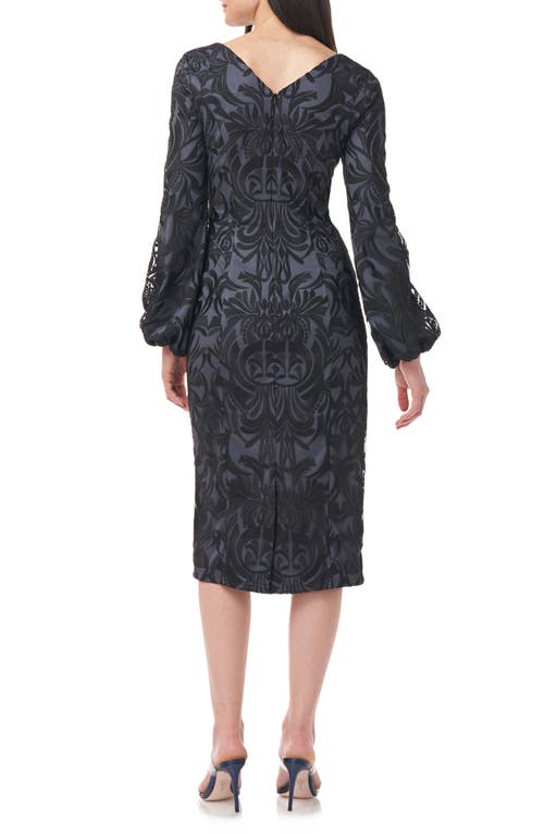 Js Collections Lela Blouson Sleeve Cocktail Dress In Black/gunmetal