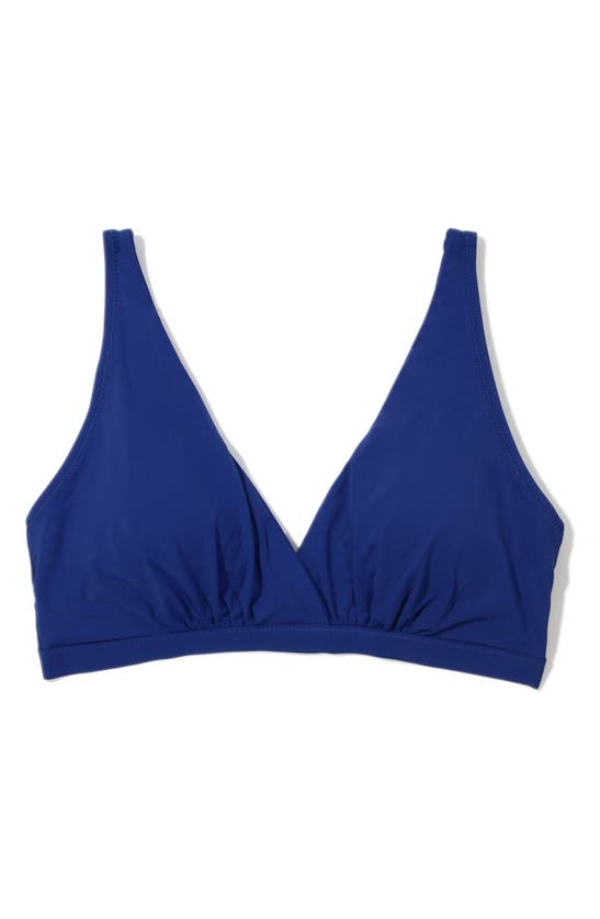 Shop Hanky Panky Wrap Front Bikini Top In Poolside Blue Solid