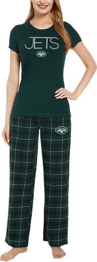 Women's Concepts Sport Green/Black New York Jets Arctic T-Shirt & Flannel  Pants Sleep Set