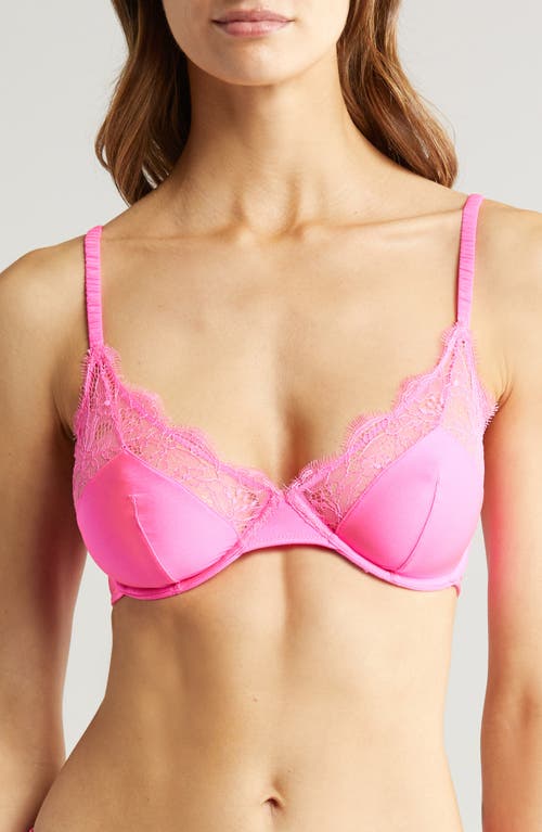 Lovely Lace Trim Underwire Bra in Pink