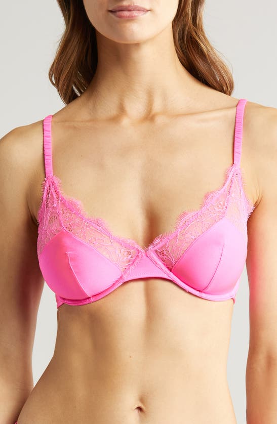 Shop Love Stories Lovely Lace Trim Underwire Bra In Pink