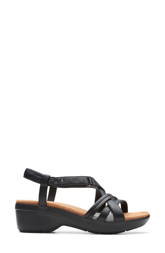 Shop Clarks (r) Tuleah May Ankle Strap Platform Sandal In Black Leather