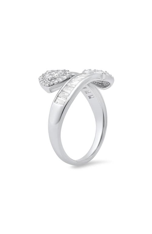Queen Jewels Bypass Cubic Zirconia Heart Ring In Silver