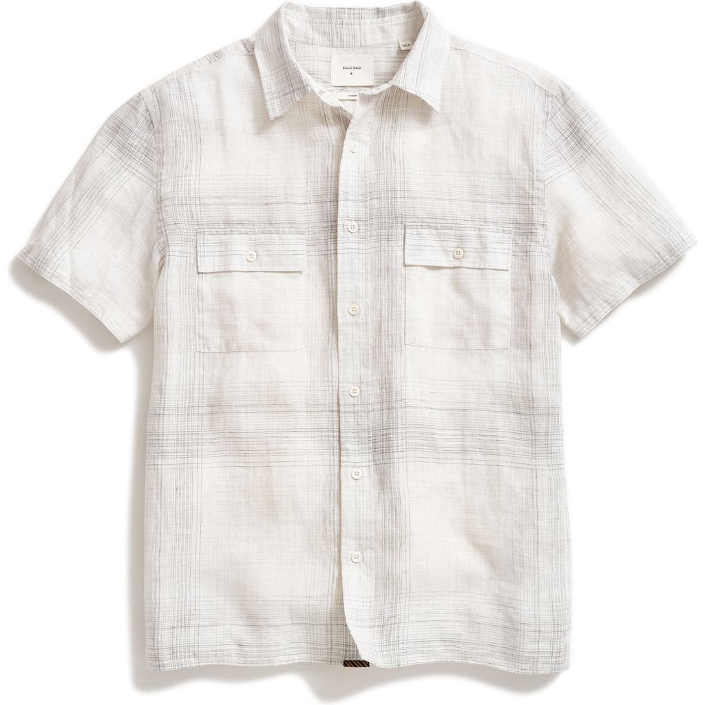 Billy Reid Banks Line Plaid Linen Button-up Shirt In White/multi
