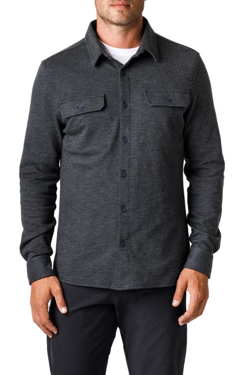 Transit Knit Button-Up Overshirt in Dark Grey