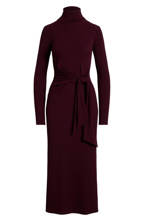 Ralph Lauren Tie-front Turtleneck Dress In Pinot Noir