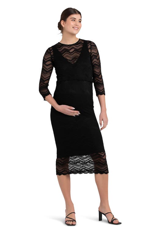 Shop Ripe Maternity Eve Lace Maternity/nursing Dress In Black