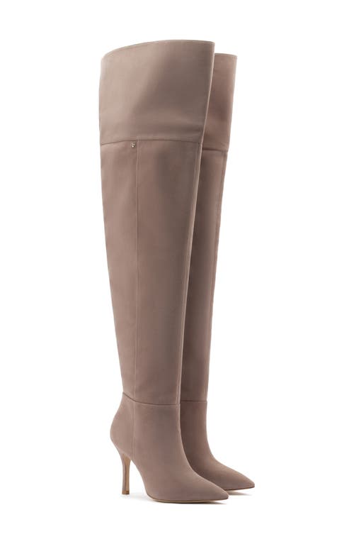 Larroudé Kate Pointed Toe Over The Knee Boot in Stone at Nordstrom, Size 7.5