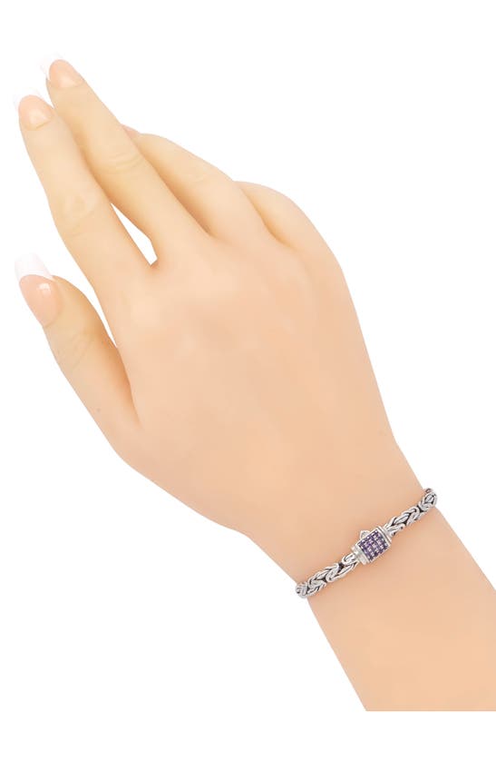 Shop Devata Sterling Silver Semiprecious Stone Chain Bracelet In Silver Purple