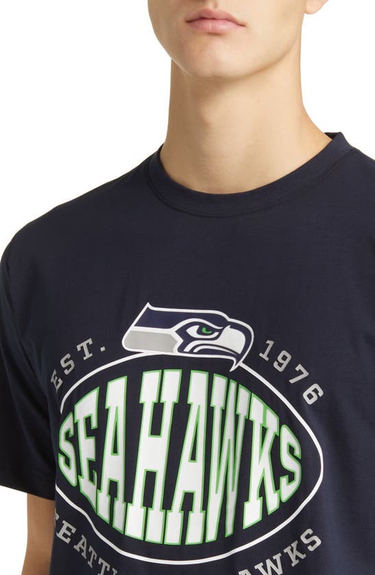 Shop Hugo Boss Boss X Nfl Stretch Cotton Graphic T-shirt In Seattle Seahawks Dark Blue