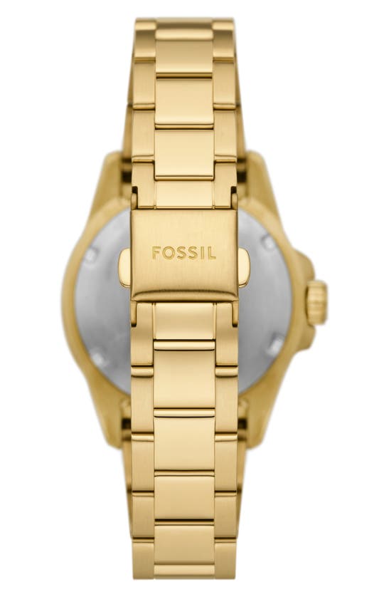 Fossil Women's Blue Dive Three-hand Gold-tone Stainless Steel Watch 36mm In Gold