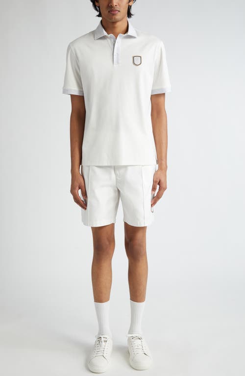 Shop Brunello Cucinelli Logo Patch Cotton Polo In Cvl41 Off White/perla/bianco