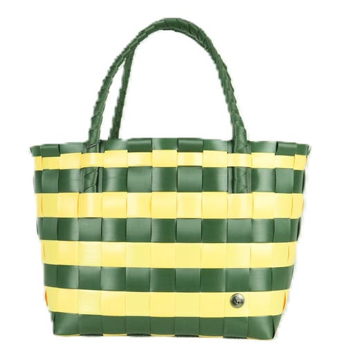 Shop Handed By Paris Spirit Recycled Tote Bags In Forest Green/sunflower Yellow