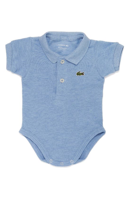 Lacoste Babies' Cotton Polo Romper In Cloud Blue