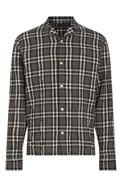 Allsaints Corvus Checked Relaxed Fit Shirt In Jet Black