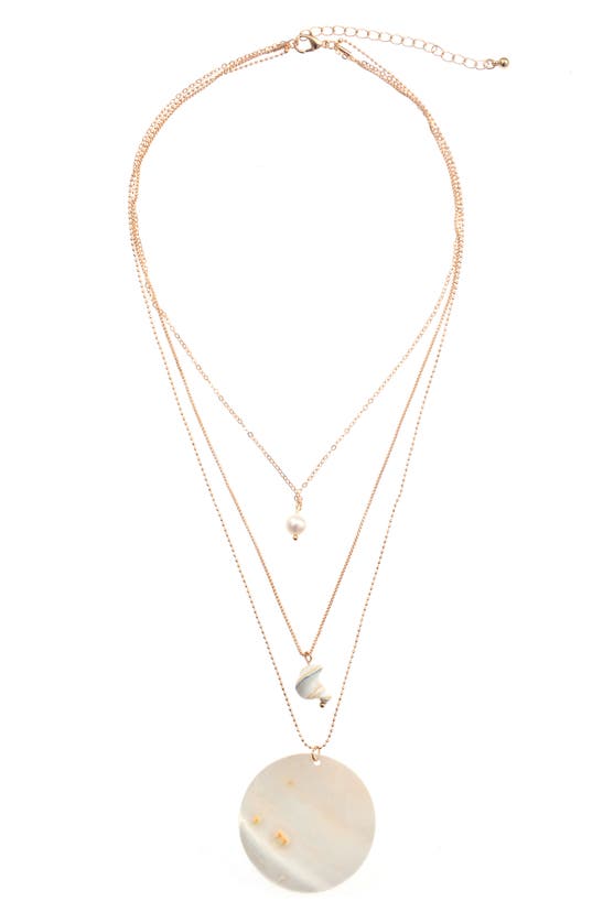 Shop Zaxie By Stefanie Taylor Shell Layered Pendant Necklace In Gold